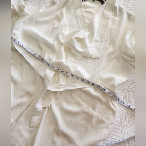 CAPSULE side pockets tie belt collar cascade side slit duster cardigan - Picture 9 of 16